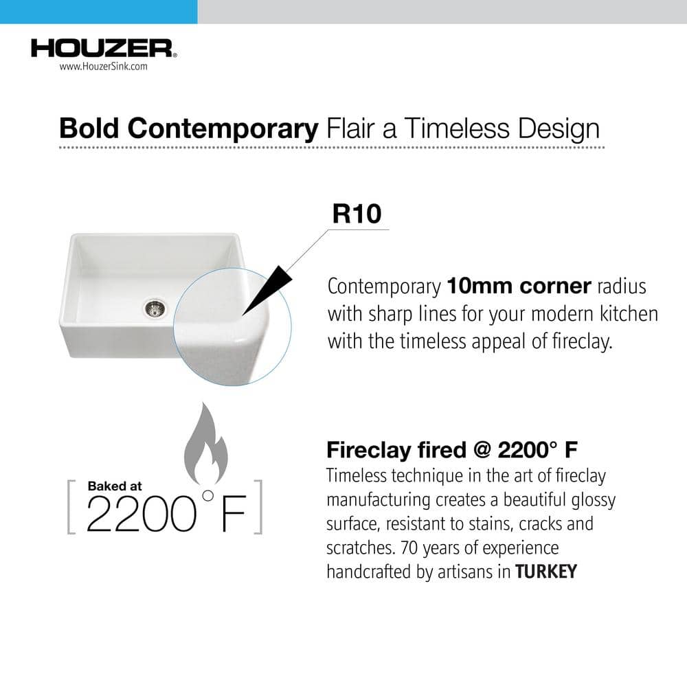 Biscuit Gloss Fireclay Undermount Farmhouse Kitchen Sink