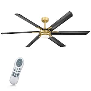 72 in. White Color Changing Integrated LED Indoor/Outdoor Matte Black and Gold Ceiling Fan with Remote Control