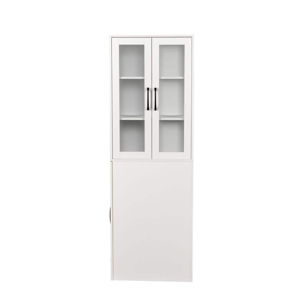 23.62 in. W x 11.81 in. D x 70.87 in. H White Linen Cabinet with Glass Door price history on PriceWatchPro