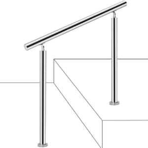 32 in. x 34 in. Stainless Steel Handrail 220 lbs. Load Handrail for Outdoor Steps Fits 1-2 Steps with Screw Kit
