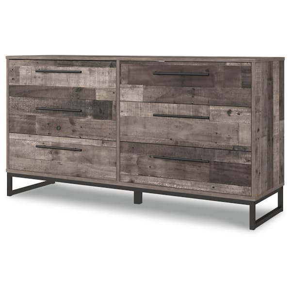 Signature DESIGN BY ASHLEY Neilsville Gray 6 Drawer 59 in. Dresser