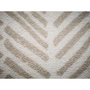 Modern Living Room with Nonslip Backing, Abstract Beige Chevron Strokes Pattern, 8 ft. x 10 ft. Large Area Rug
