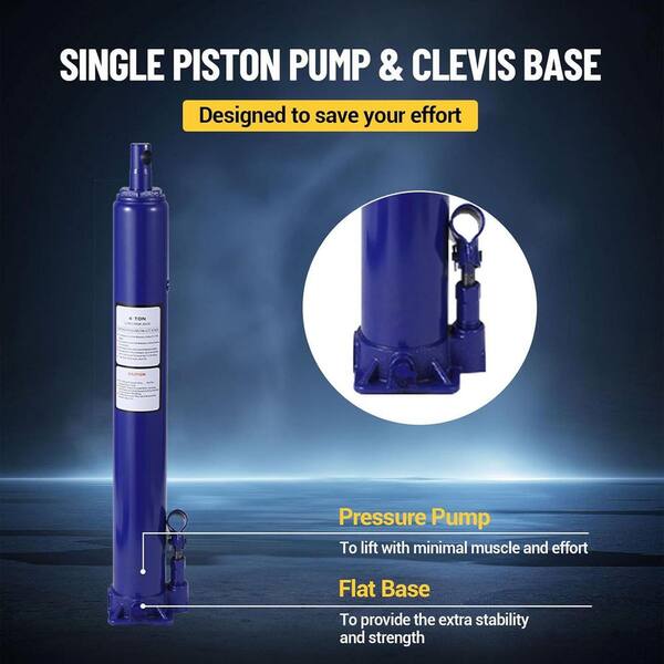 Blue Hydraulic Long Ram Jack with Handle, Single Piston Pump