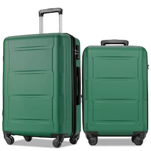 20 in. x 24 in. 2-Piece Green ABS Hardshell Spinner Luggage Set with TSA Lock, Handy Packing, 3-Level Telescoping Handle