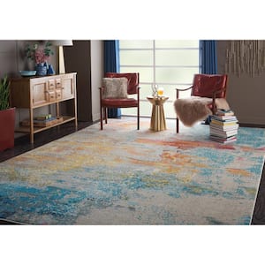 Celestial Sealife Multicolor 9 ft. x 12 ft. Abstract Modern Area Rug