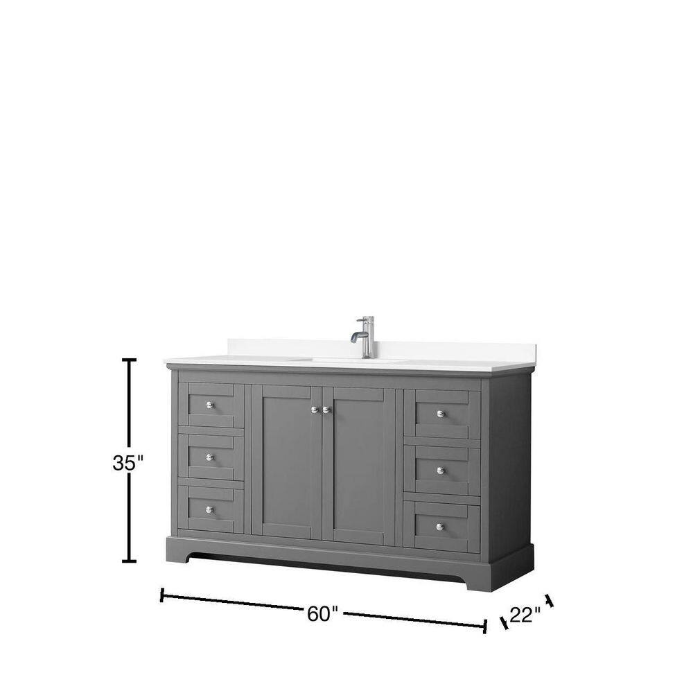 Avery 60'' Dark Gray Single Bathroom Vanity with Marble Top