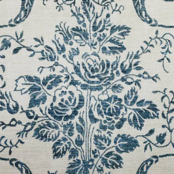 Laura Ashley Josette Medallion Chenille Sea Spray Blue 2 ft