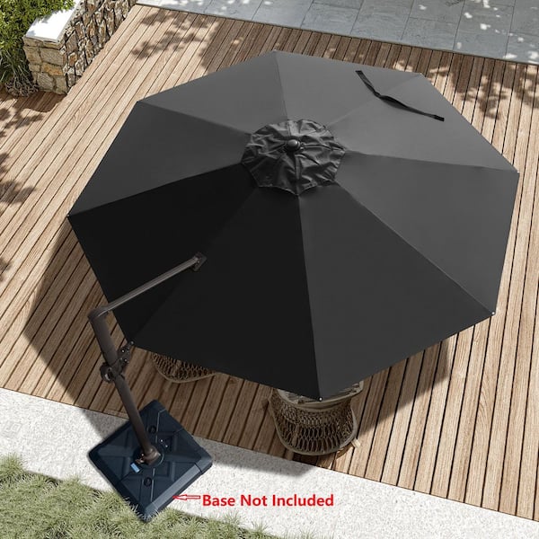 Pellebant Outdoor 10.5 ft. Round Aluminum Offset 360° Rotation Umbrella Cantilever Umbrella Patio Umbrella in Black with No Base