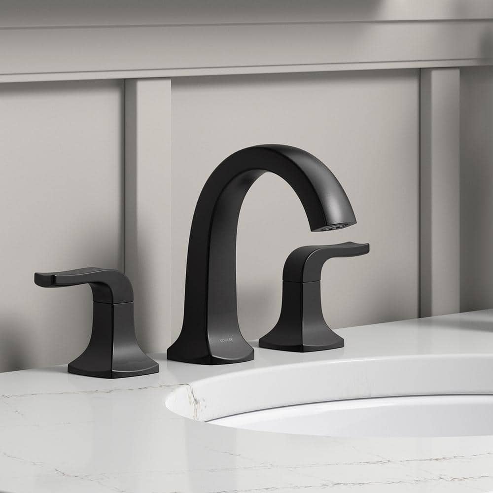 Matte Black Double Handle Widespread Bathroom Faucet
