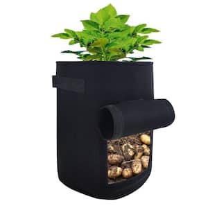 13.8 in. Dia x 15.7 in. H 10 Gal. Black Non-Woven Fabric Patio Grow Bags for Potato, Tomato, Vegetable, Fruit (4-Pack)