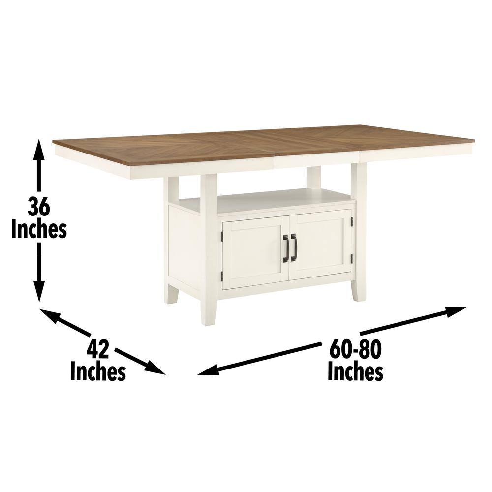 Hyland Light Brown and White 6-Piece Counter-Height Dining Set