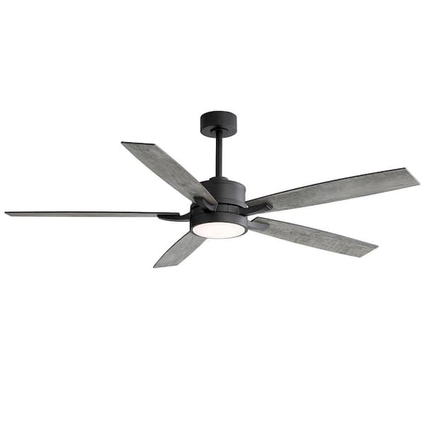 Breezary Debra 65 in. Integrated LED Indoor Black Ceiling Fans with Light and Remote Control