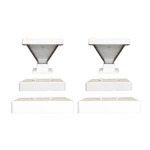 Luxor White 4 x 4 and 5 x 5 Solar LED Deck Post Cap Light with Warm White Hi/Lo Mode for Backyard Wood Fence (2-Pack)