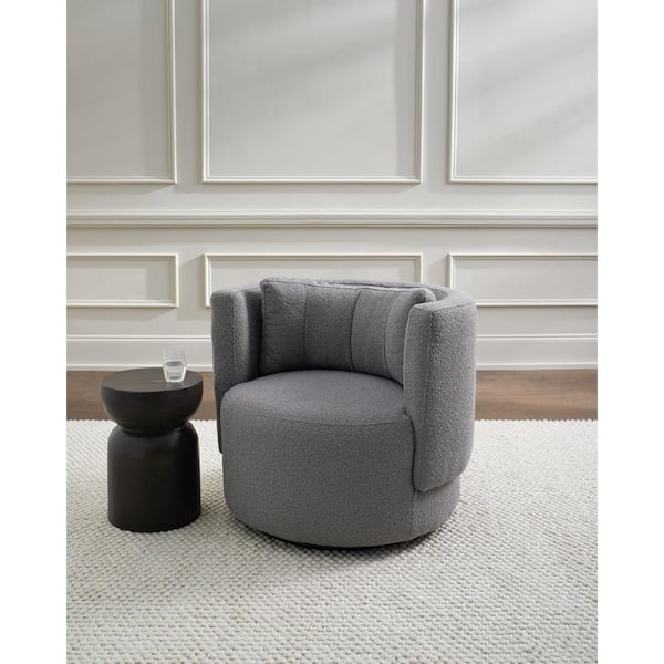 Livabliss Lynsey Modern Swivel Chair, Grey, 30 in. H x 35 in. W x 34 in. D