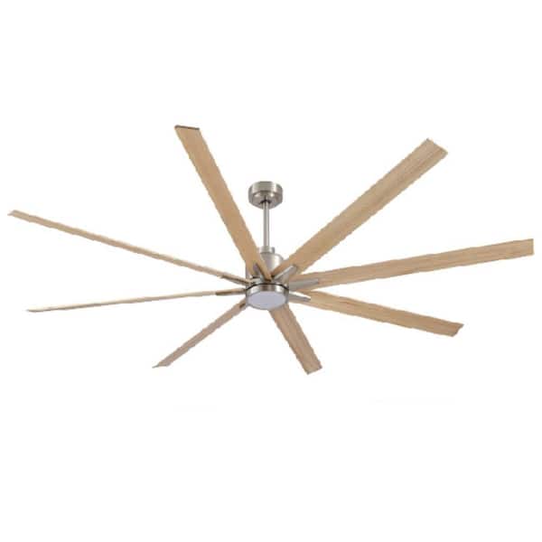 PUDO 84 in. Integrated LED Indoor Natural Ceiling Fan Lighting with 8 Black Blades and Adjustbale Height