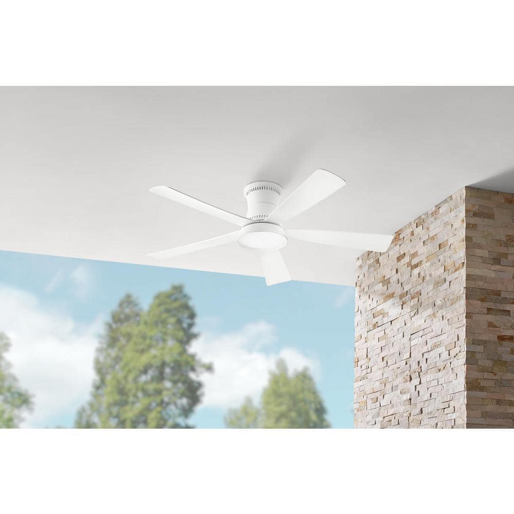 Hawkspur 52 in. Indoor/Outdoor Matte White Low Profile Ceiling Fan with Adjustable White LED with Remote Included price history on PriceWatchPro