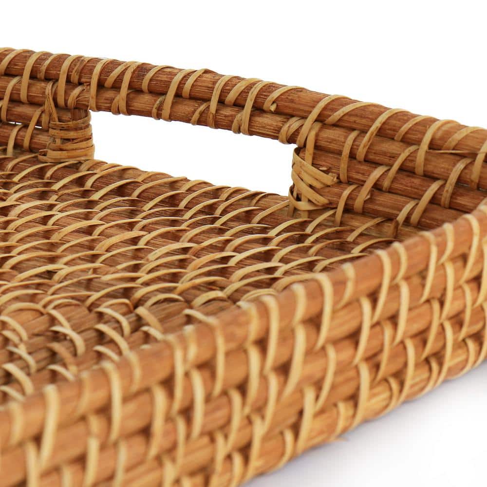 Martha Stewart 16 Inch Light Brown Rattan Woven Serving Tray