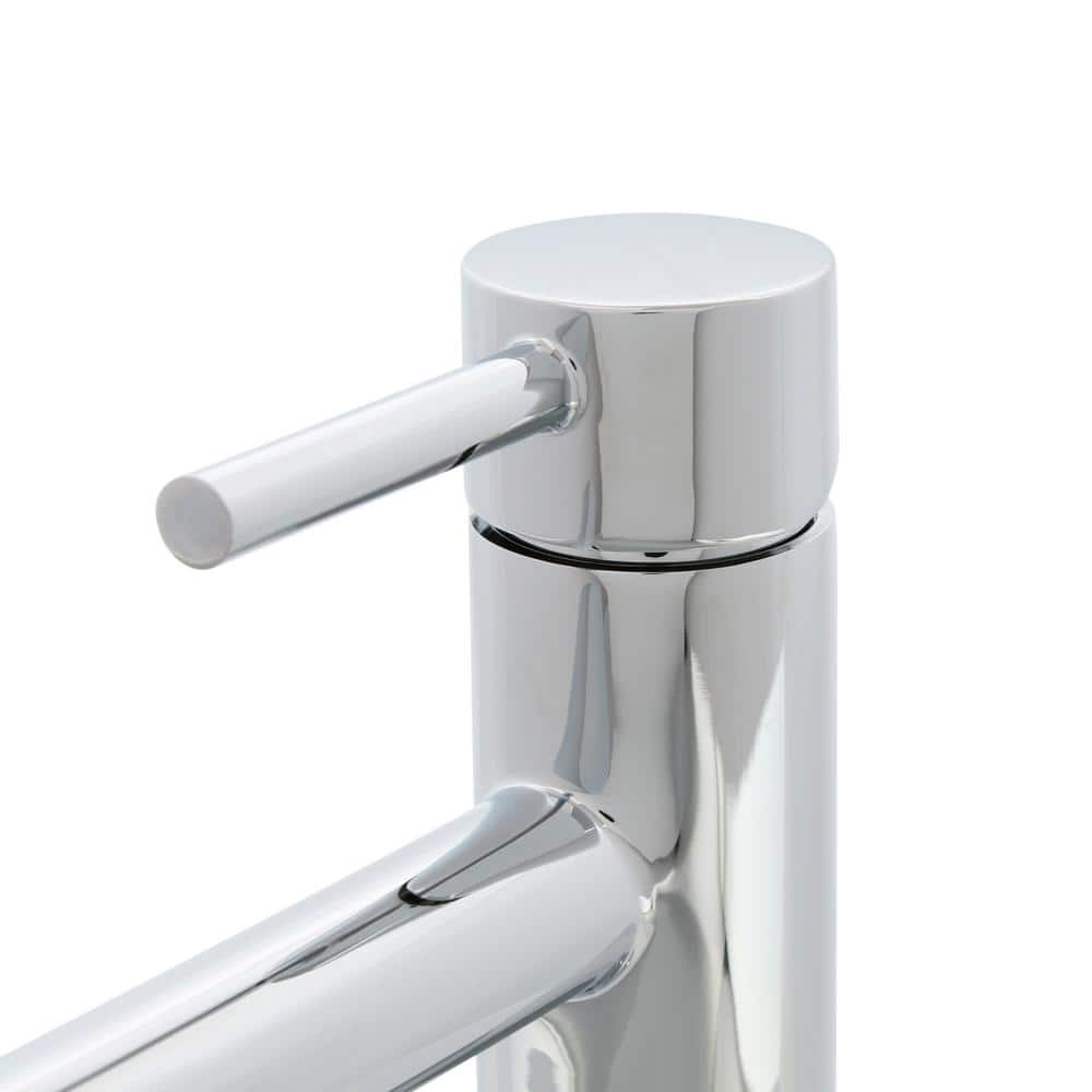 Align Modern Black Chrome Single Hole Bathroom Faucet with Drain Assembly