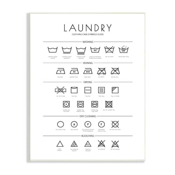 "Laundry Cleaning Symbols Minimal Design" by Martina Pavlova Unframed Typography Wood Wall Art Print 10 in. x 15 in.
