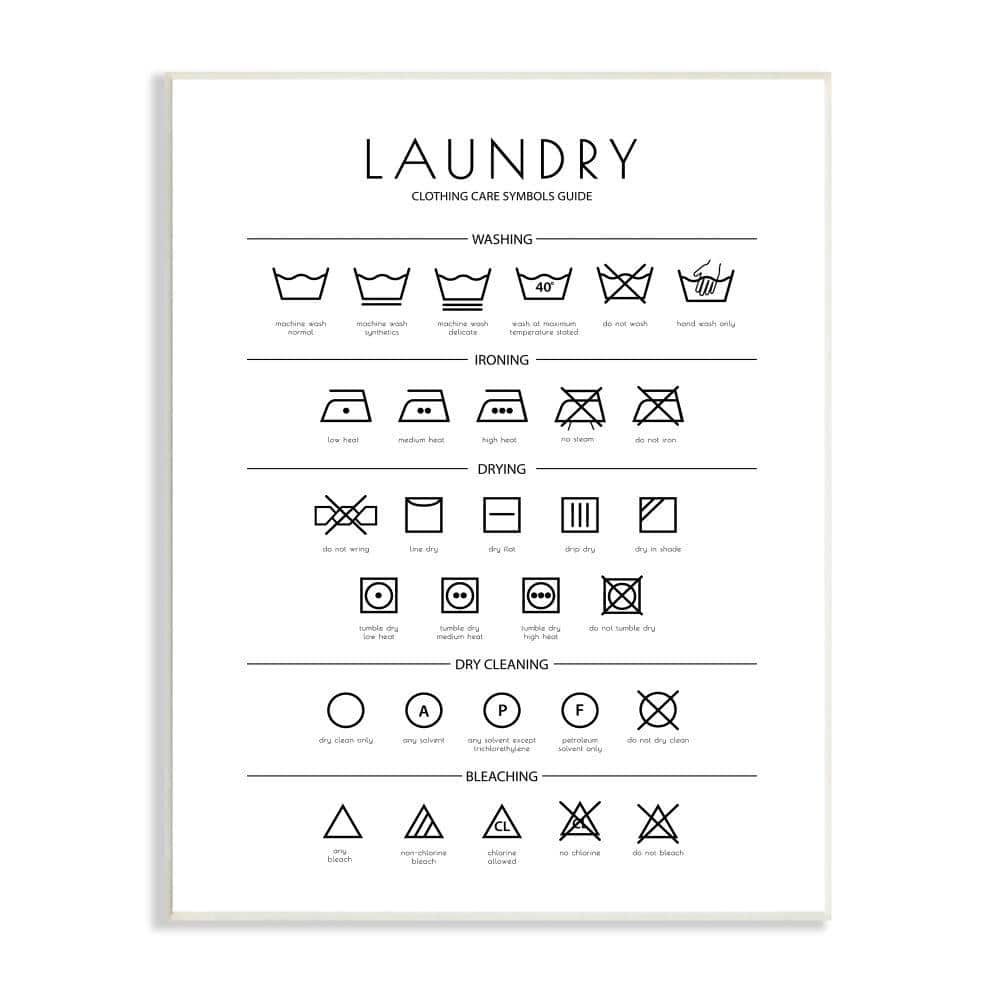 Minimalist Black and White Laundry Symbols Wall Plaque, 10 x 15