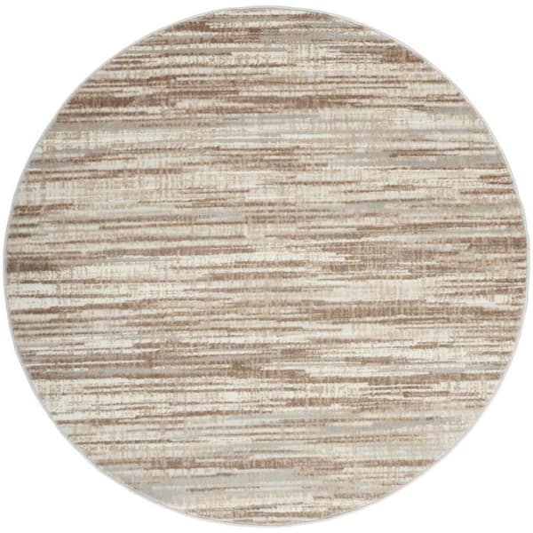 5 ft. Round Gray Abstract Washable Area Rug