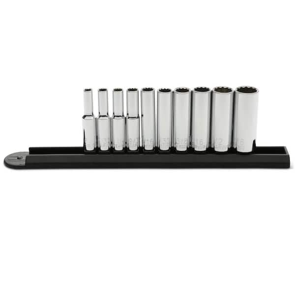 1/4 in. Drive 12-Point Deep SAE Socket Set (10-Piece)