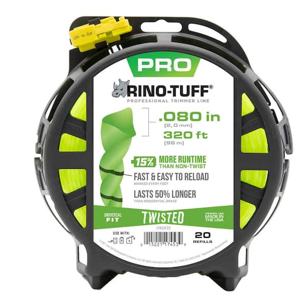 Rino-Tuff Universal Fit .080 in. x 320 ft. Pro Twisted Line for Gas, Corded and Cordless String Grass Trimmer Part/Lawn Edger