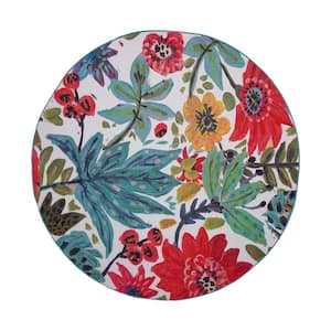 Floral Bloom Multicolor 6 ft. Round Washable Area Rug