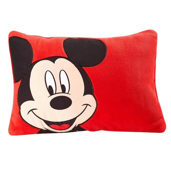Mickey Mouse Red Super Soft Toddler 12 in. x 15 in. Throw Pillow