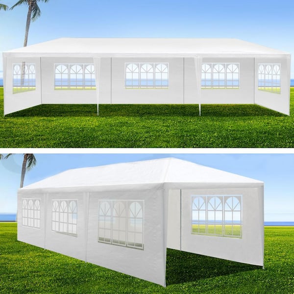 10 ft. x 30 ft. White Wedding Party Canopy Tent with 8 Removable Sidewalls