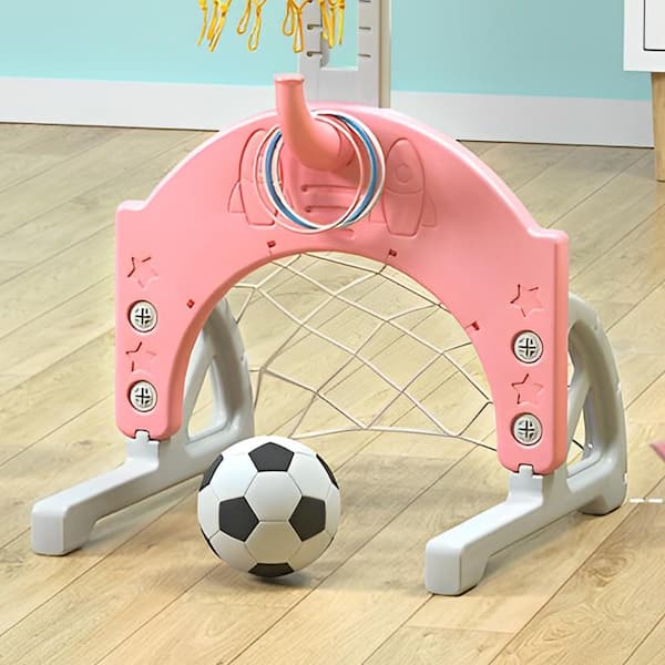 TIRAMISUBEST Cartoon Cat Kids Toddler Basketball Stand, The Ultimate 3-in-1 Indoor Activity Center