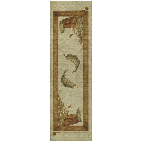 Dream Shag Premium Machine Washable Abstract ADS145 Khaki 2 ft. x 7 ft. Runner Rug