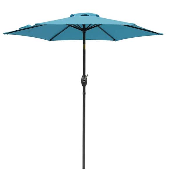 7.5 ft. Polyester Patio Umbrella in Blue for Pool, Backyard and Patio (Without base)