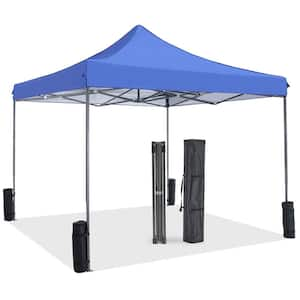 10 ft. x 10 ft. Outdoor Adjustable Pop Up Canopy Tent with Carry Bag, Blue