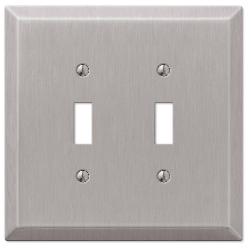 Brushed Nickel Double Toggle Oversized Wallplate