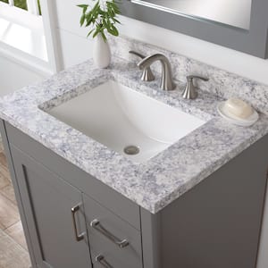 31 in. W x 22 in. D Cultured Marble White Rectangular Single Sink Vanity Top in Everest