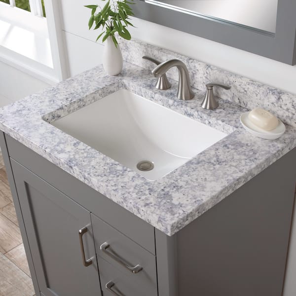 Home Decorators Collection 31 in. W x 22 in. D Cultured Marble White Rectangular Single Sink Vanity Top in Everest