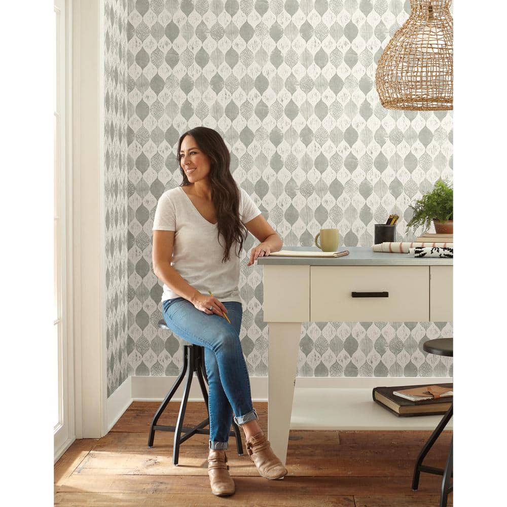 Gray Geometric Vinyl-Coated Washable Wallpaper Roll