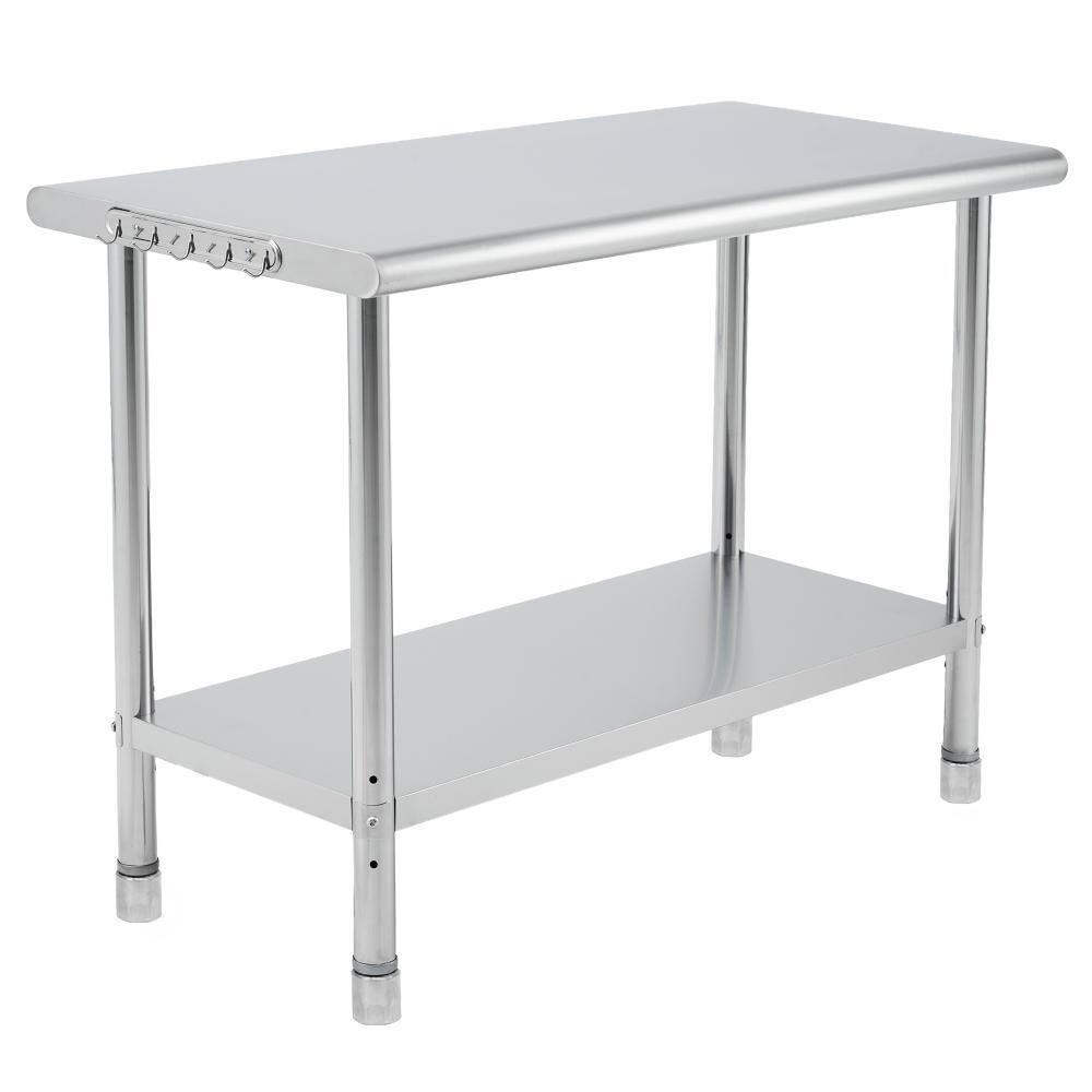 "48x24x35"" Stainless Prep Table, Adj Undershelf, 4 Adj Feet, Curved Arc, No Casters, Restaurant/Garage/Workshop" price history on PriceWatchPro