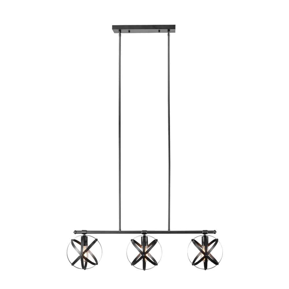 Tatum 3-Light Dark Bronze Linear Chandelier