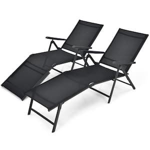 2-Piece Black Metal Outdoor Chaise Lounge