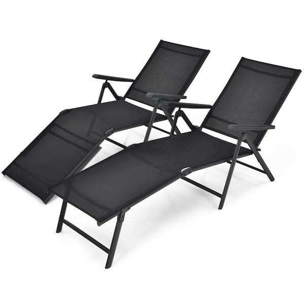 LIVIZA 2-Piece Black Metal Outdoor Chaise Lounge