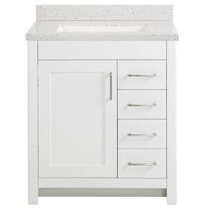 Westcourt 31 in. W x 22 in. D Bath Vanity in White with Solid Surface Vanity Top in Silver Ash with White Sink