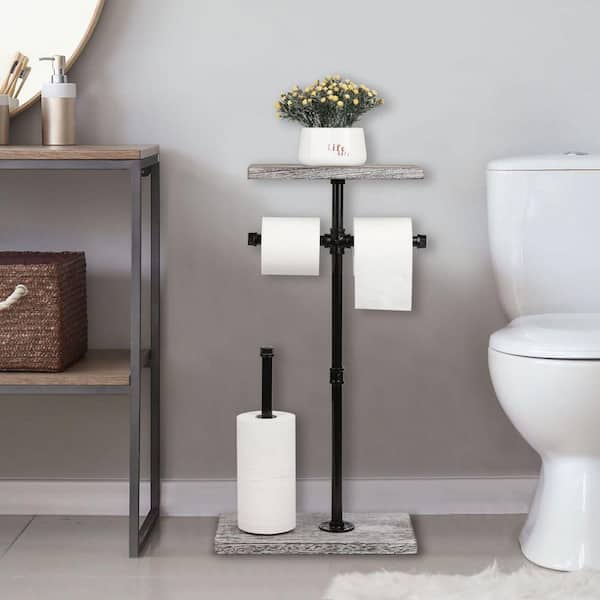 mDesign Metal Toilet Paper Holder Stand, Freestanding 3 Roll Reserve - Graphite