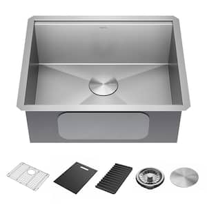 Rivet 16-Gauge Stainless Steel 23 in. Single Bowl Undermount Workstation Kitchen Sink with Accessories