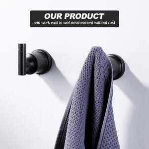 Bathroom Wall Mounted Knob Robe/Towel Hook Stainless Steel in Black (2-Pack)