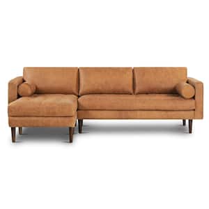 Napa 67 in. Cognac Tan Leather Left-Facing Sectional Sofa