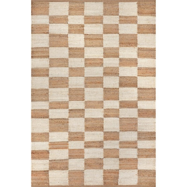 Izara Natural 5 ft. x 8 ft. Checkered Jute Area Rug
