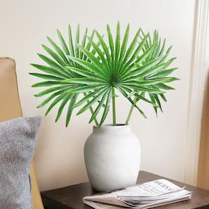 20 in. Artificial Fan Palm Leaf Stem Tropical Plant Greenery Foliage Spray Branch (Set of 3)