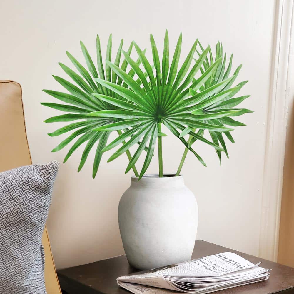 20 in. Artificial Fan Palm Leaf Stem Tropical Plant Greenery Foliage Spray Branch (Set of 3) price history on PriceWatchPro